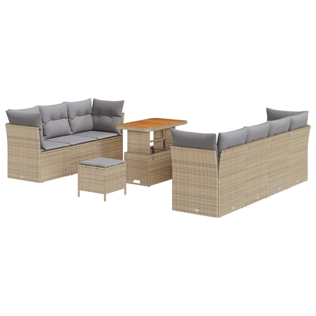 Set Divano da Giardino con cuscino 10 pcs beige e grigio chiaro