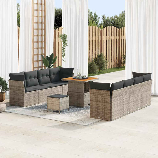 Set Divano da Giardino con cuscino 11 pcs Grigio
