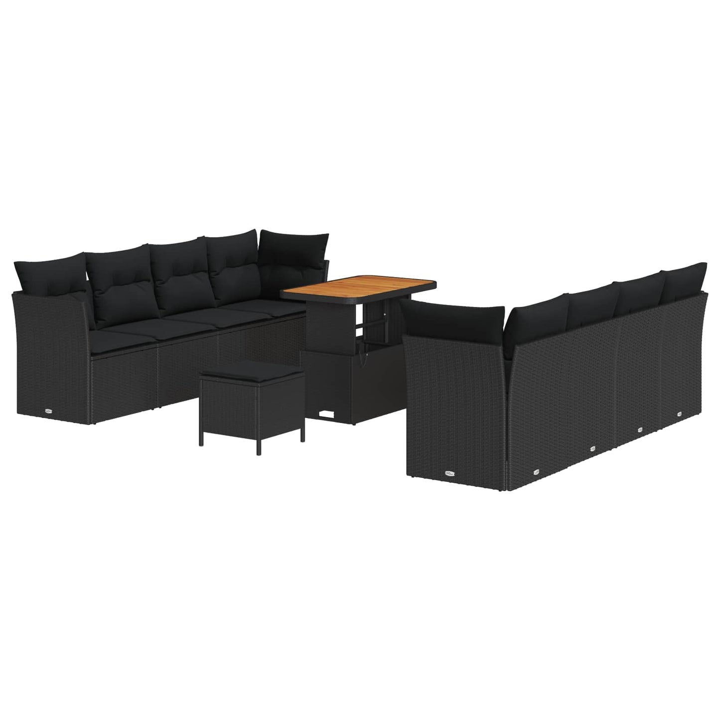 Set Divano da Giardino 11 pz 8-Numero di posti Nero polyrattan