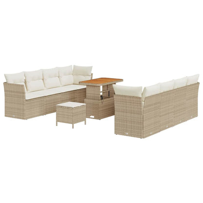 Set Divano da Giardino 11 pz 8-Numero di posti Beige e Crema