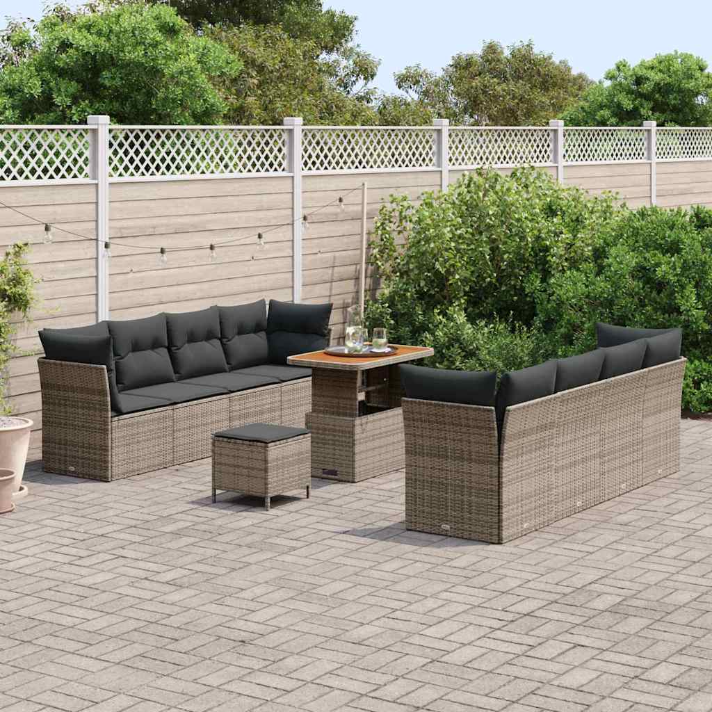 Set Divano da Giardino con cuscino 11 pcs Grigio | homemem39