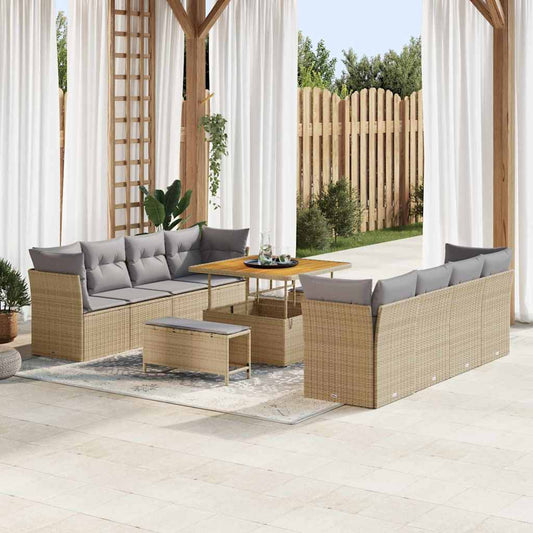 Set Divano da Giardino con cuscino 11 pcs beige e grigio chiaro