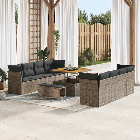 Set Divano da Giardino con cuscino 11 pcs Grigio