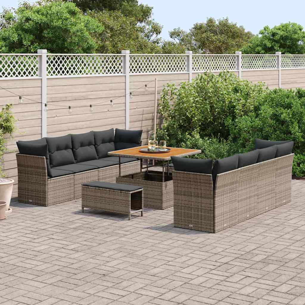 Set Divano da Giardino con cuscino 11 pcs Grigio | homemem39