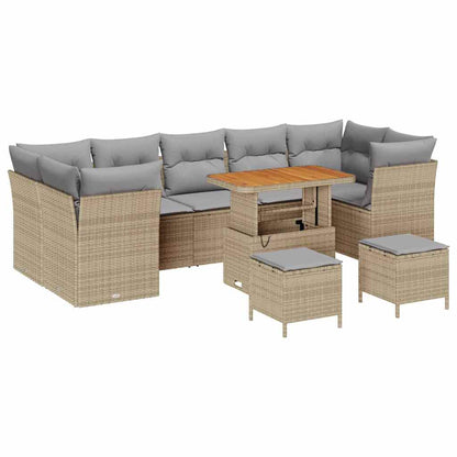 Set Divano da Giardino con cuscino 10 pcs beige e grigio chiaro | homemem39
