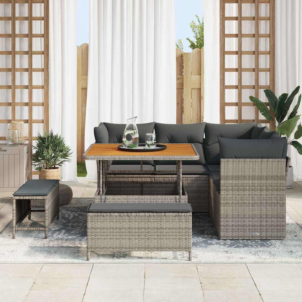 Set Divano da Giardino con cuscino 8 pcs Grigio