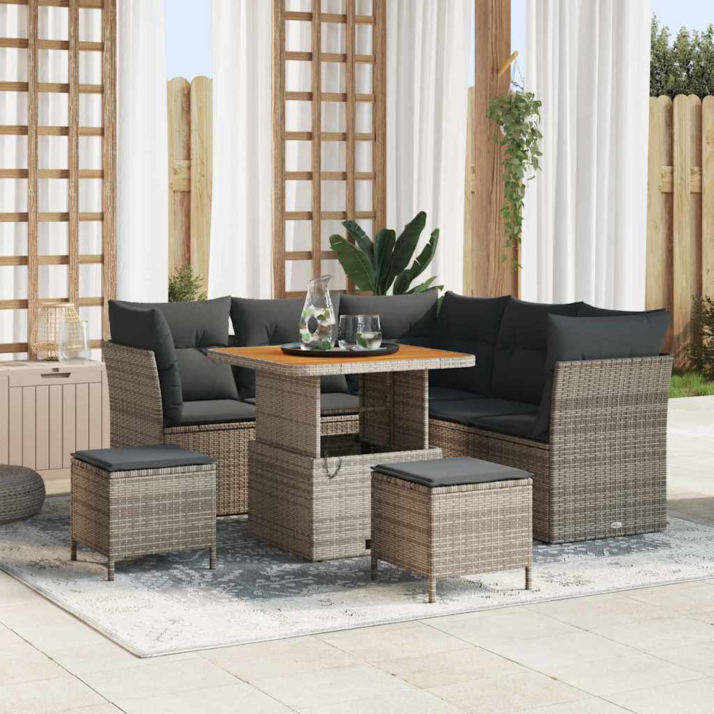 Set Divano da Giardino con cuscino 8 pcs Grigio | homemem39