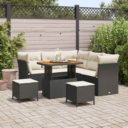 Set Divano da Giardino con cuscino 8 pcs Nero e crema | homemem39
