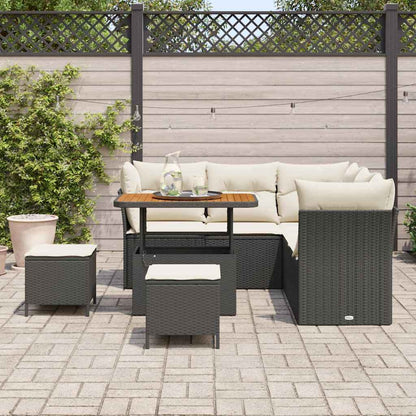Set Divano da Giardino con cuscino 8 pcs Nero e crema | homemem39