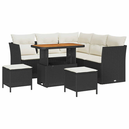 Set Divano da Giardino con cuscino 8 pcs Nero e crema | homemem39