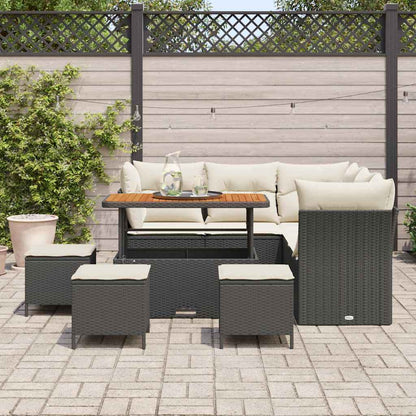 Set Divano da Giardino con cuscino 9 pcs Nero e crema | homemem39