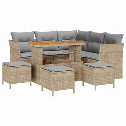 Set Divano da Giardino con cuscino 9 pcs beige e grigio chiaro | homemem39