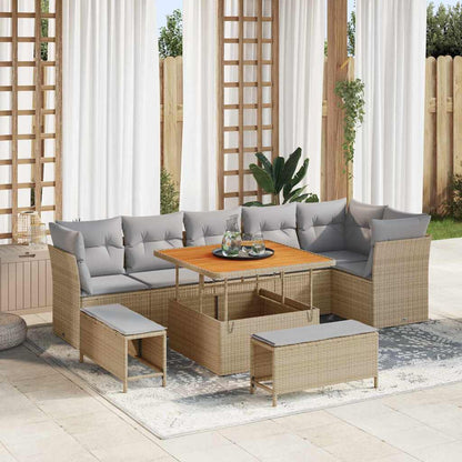 Set Divano da Giardino 9 pz 6-Numero di posti