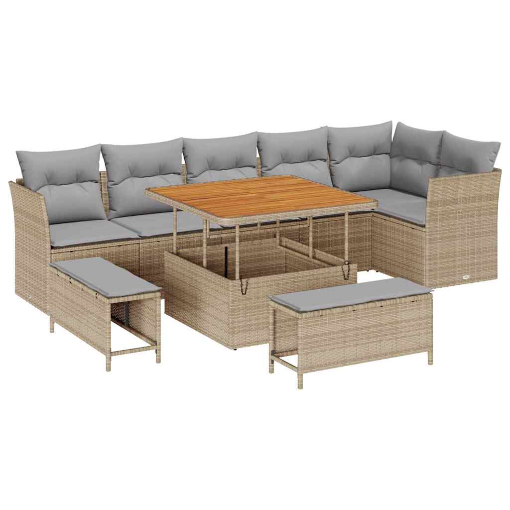 Set Divano da Giardino 9 pz 6-Numero di posti