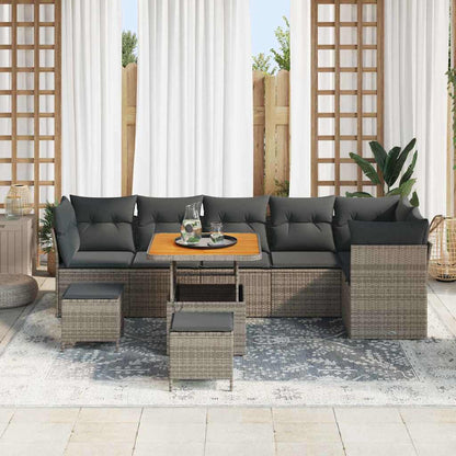 Set Divano da Giardino con cuscino 9 pcs Grigio | homemem39