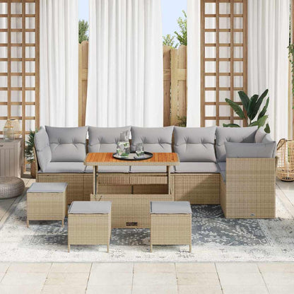 Set Divano da Giardino con cuscino 10 pcs beige e grigio chiaro | homemem39
