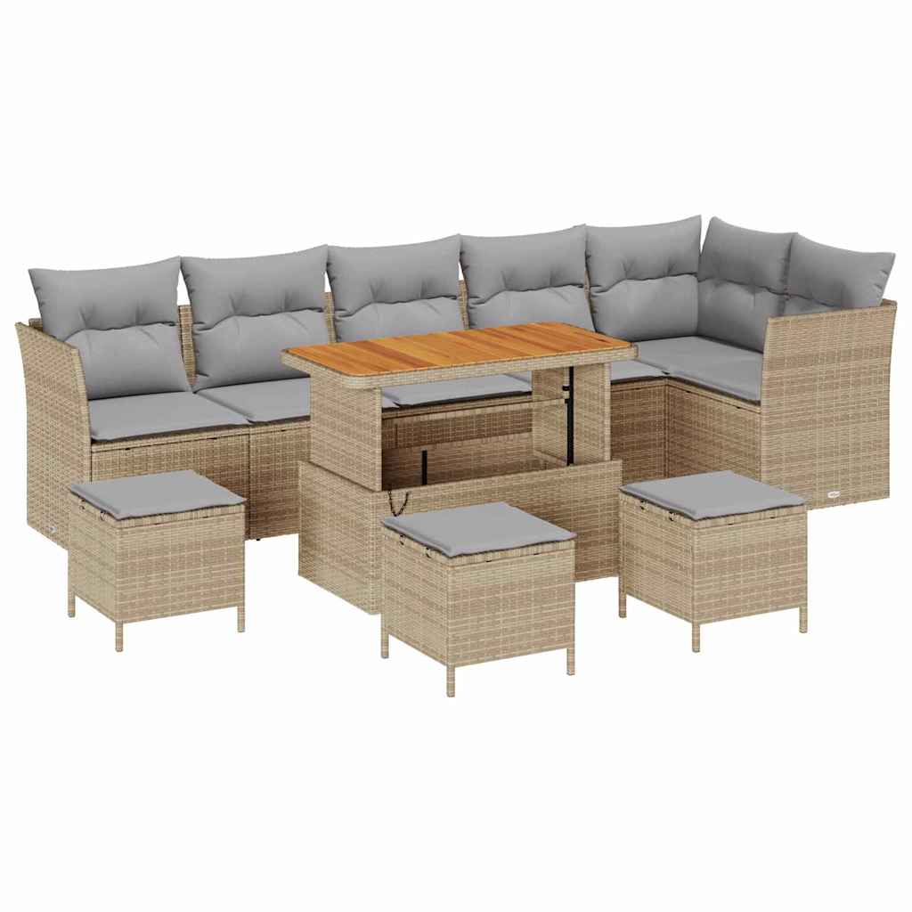 Set Divano da Giardino con cuscino 10 pcs beige e grigio chiaro | homemem39