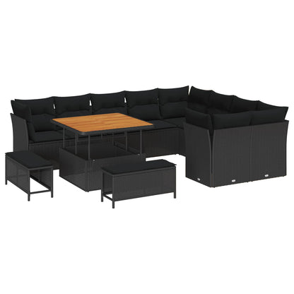 Set Divano da Giardino con cuscino 12 pcs Nero | homemem39