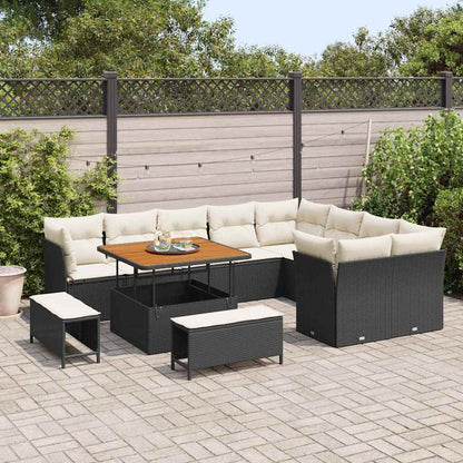 Set Divano da Giardino con cuscino 12 pcs Nero e crema | homemem39