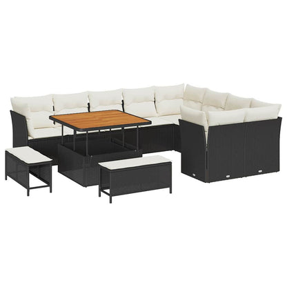 Set Divano da Giardino con cuscino 12 pcs Nero e crema | homemem39