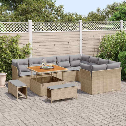 Set Divano da Giardino con cuscino 12 pcs beige e grigio chiaro | homemem39