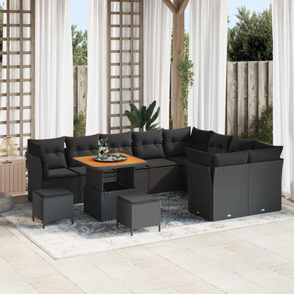 Set Divano da Giardino con cuscino 12 pcs Nero | homemem39