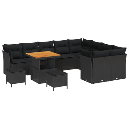 Set Divano da Giardino con cuscino 12 pcs Nero | homemem39