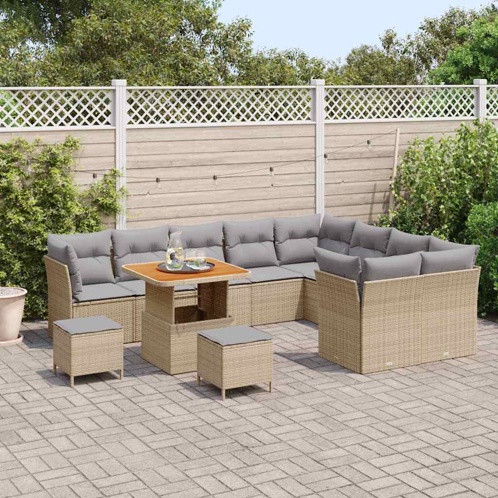 Set Divano da Giardino con cuscino 12 pcs beige e grigio chiaro