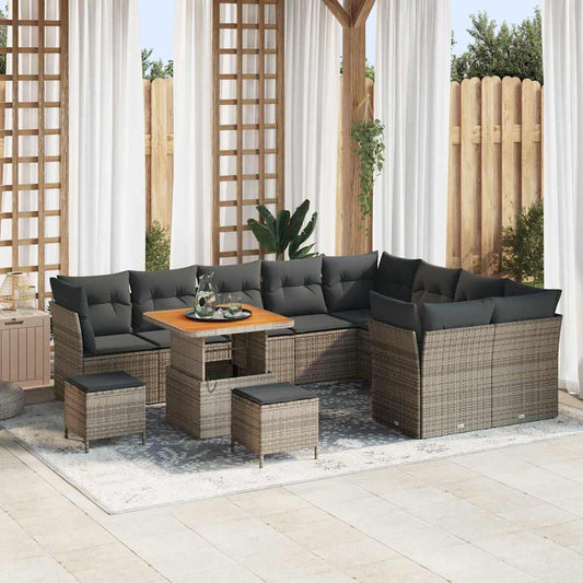 Set Divano da Giardino con cuscino 12 pcs Grigio
