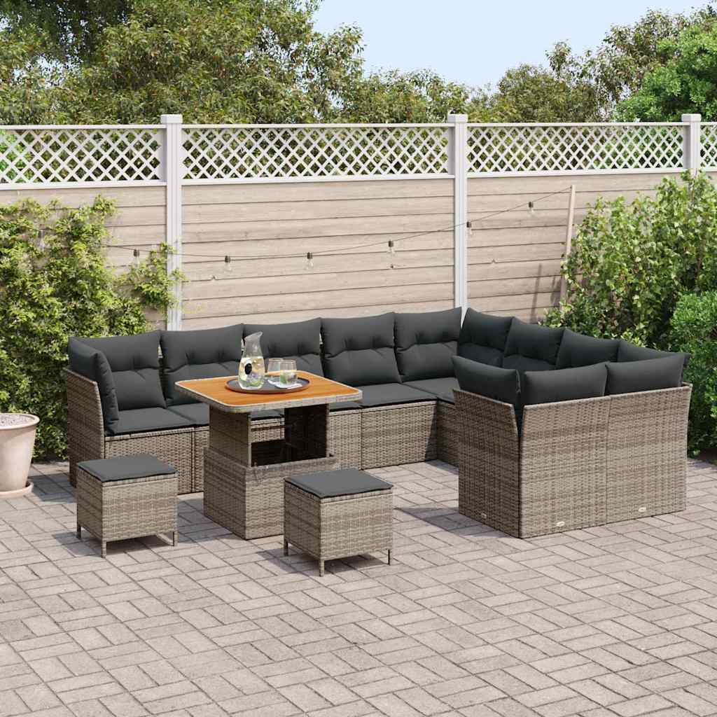 Set Divano da Giardino 12 pz 9-Numero di posti Grigio