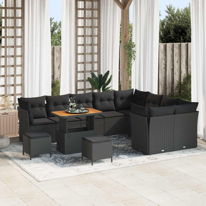 Set Divano da Giardino con cuscino 12 pcs Nero | homemem39