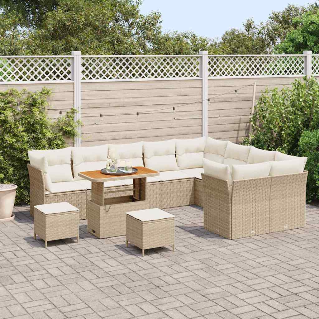 Set Divano da Giardino con cuscino 12 pcs beige e panna