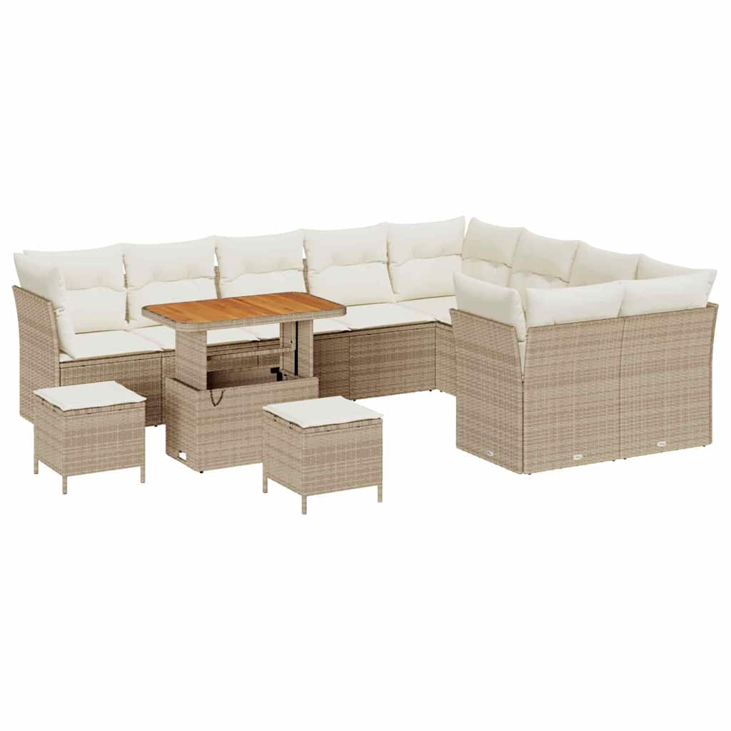 Set Divano da Giardino con cuscino 12 pcs beige e panna
