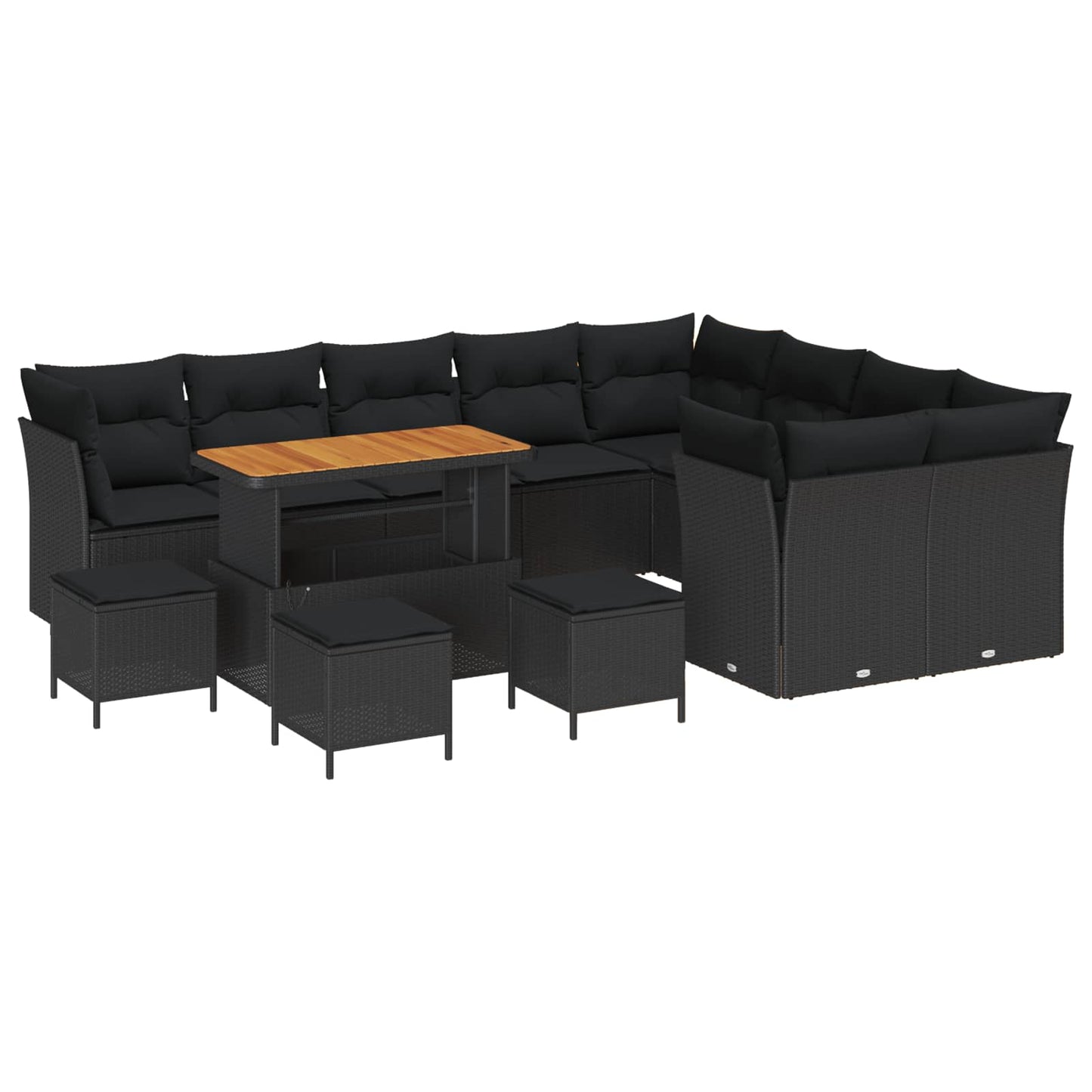 Set Divano da Giardino con cuscino 13 pcs Nero | homemem39