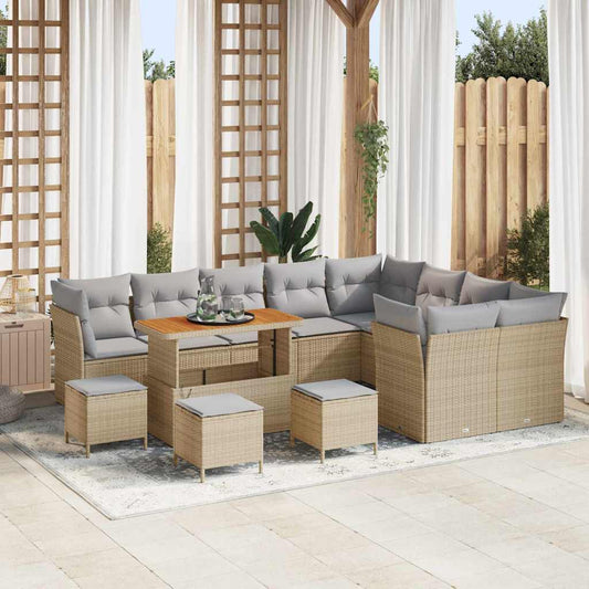 Set Divano da Giardino con cuscino 13 pcs beige e grigio chiaro