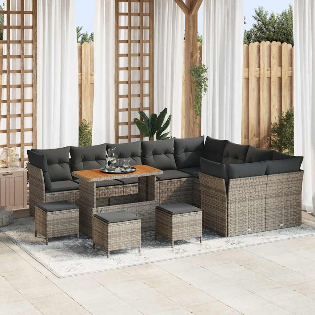 Set Divano da Giardino 13 pz 9-Numero di posti Grigio