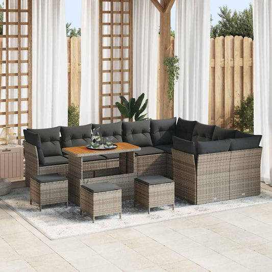 Set Divano da Giardino con cuscino 13 pcs Grigio