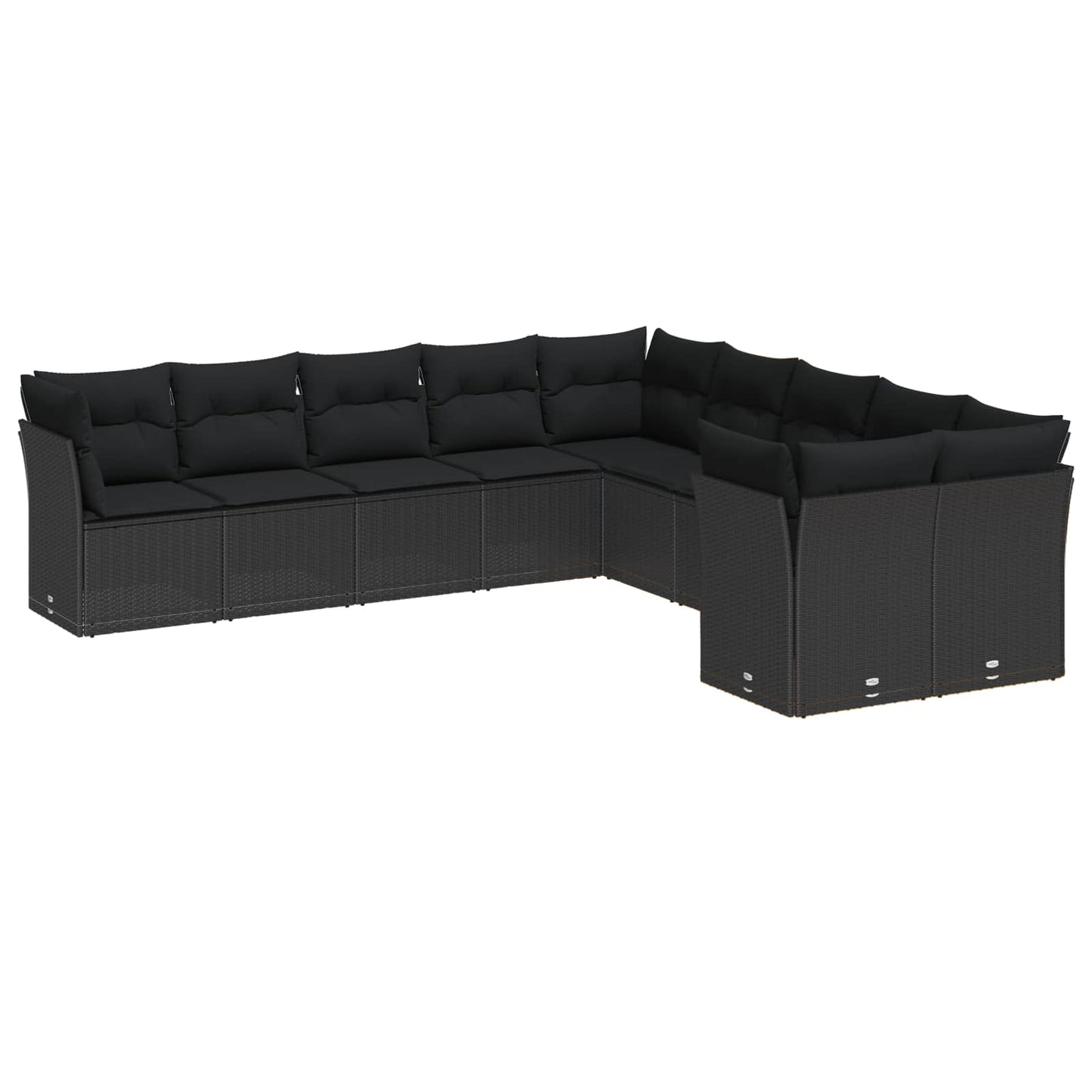 Set Divano da Giardino 13 pz Nero polyrattan