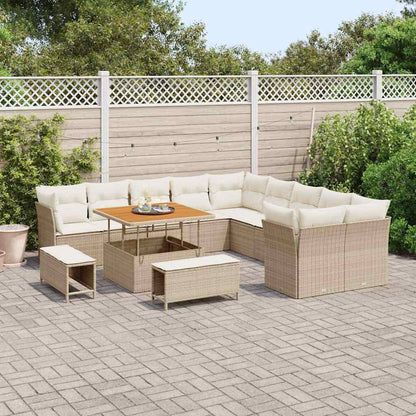 Set Divano da Giardino 13 pcs Beige e Crema polyrattan