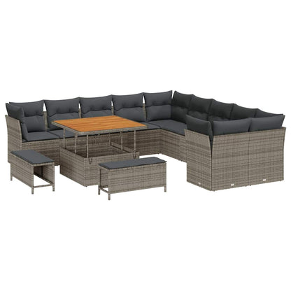 Set Divano da Giardino 13 pz Grigio polyrattan