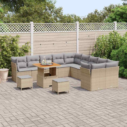 Set Divano da Giardino 13 pz Beige e Grigio Chiaro polyrattan