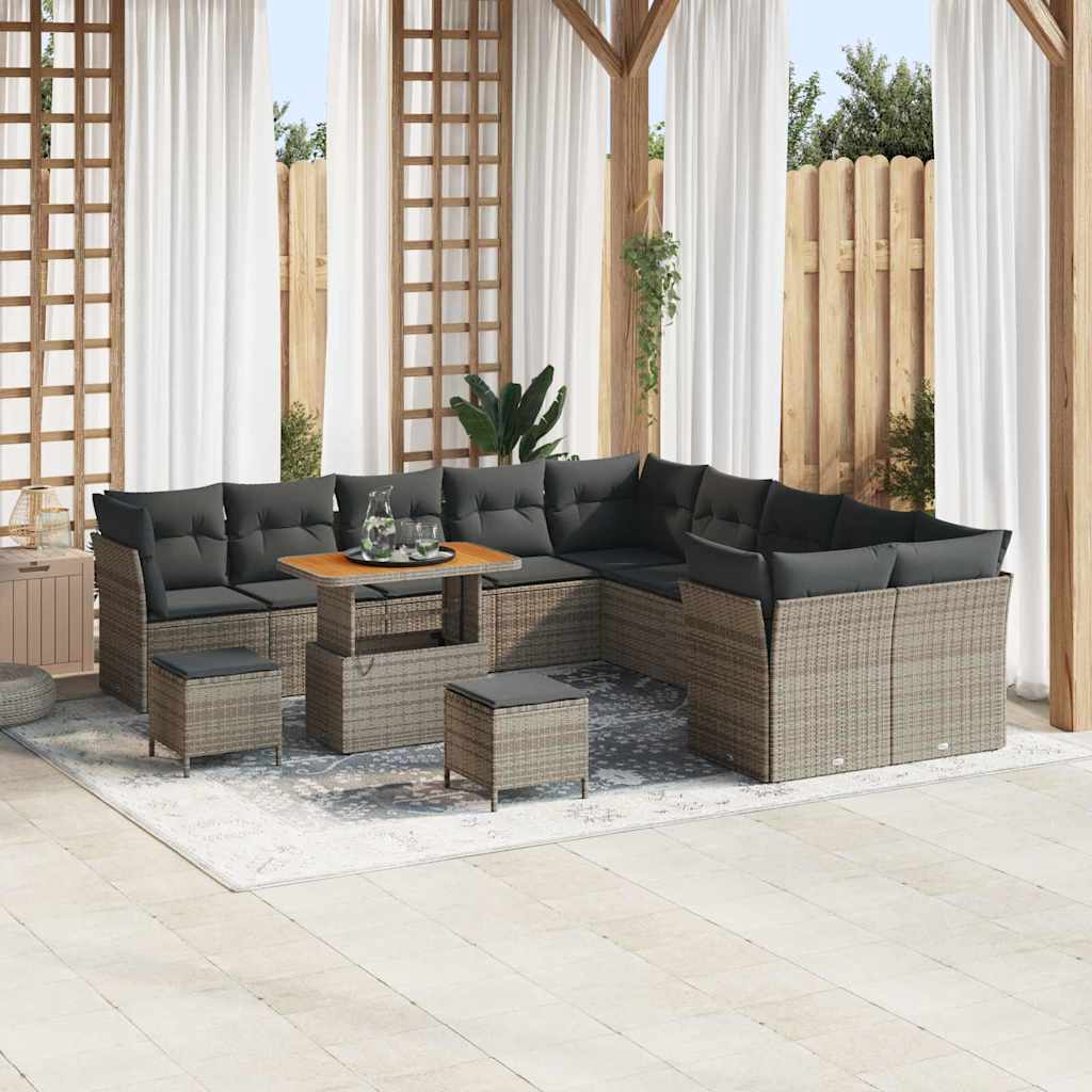 Set Divano da Giardino con cuscino 13 pcs Grigio | homemem39