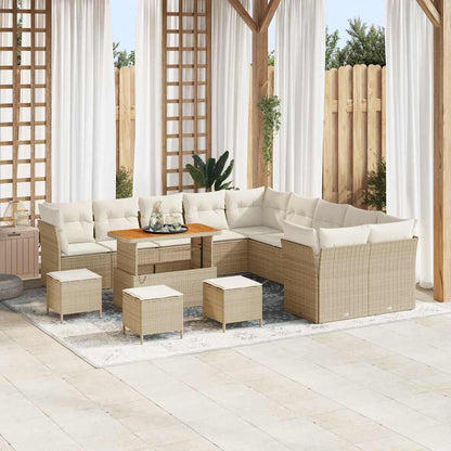 Set Divano da Giardino 14 pcs Beige e Crema polyrattan | homemem39