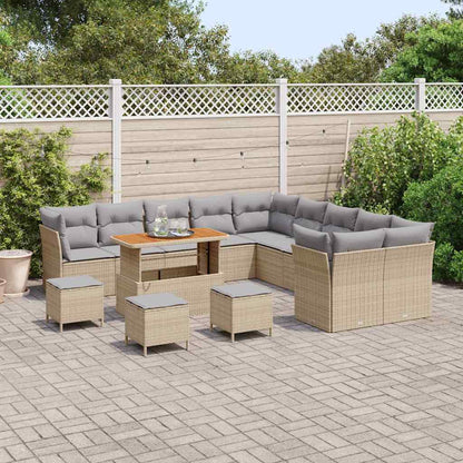 Set Divano da Giardino 14 pcs Beige e Grigio Chiaro polyrattan | homemem39
