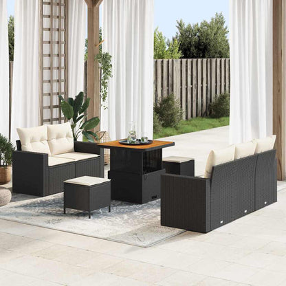 Set Divano da Giardino 8 pcs Nero e Crema polyrattan | homemem39