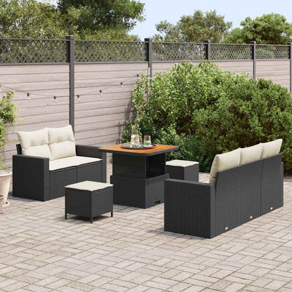 Set Divano da Giardino 8 pcs Nero e Crema polyrattan | homemem39
