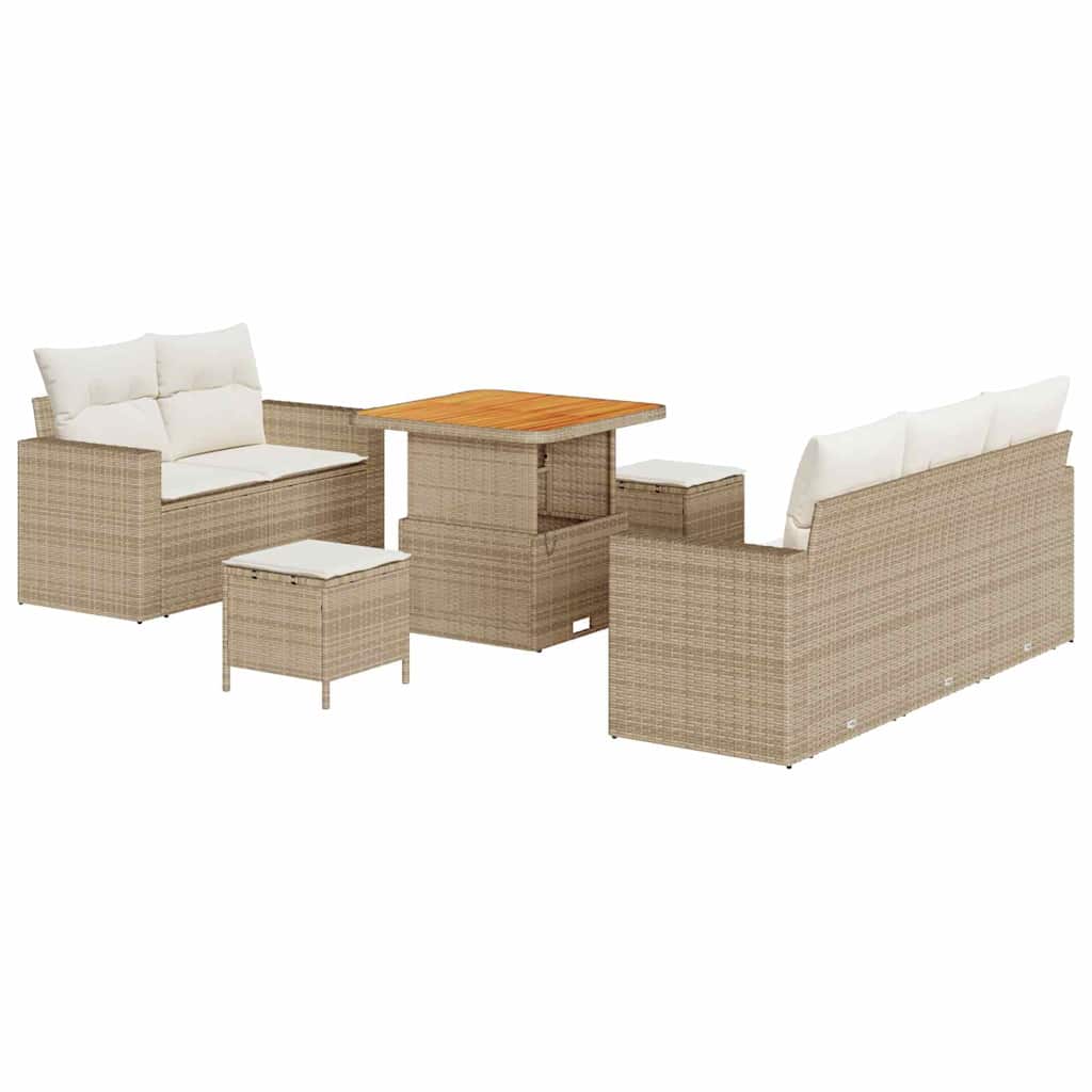 Set Divano da Giardino 8 pz 5-Numero di posti Beige e Crema | homemem39