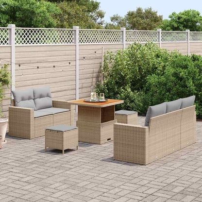 Set Divano da Giardino con cuscino 8 pcs beige e grigio chiaro