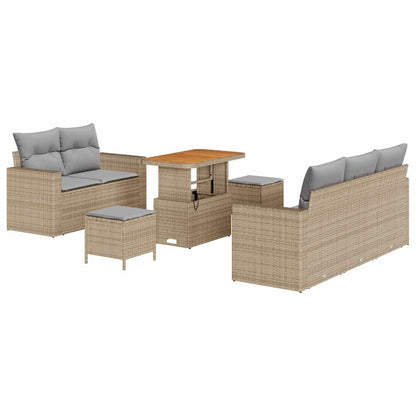 Set Divano da Giardino 8 pcs Beige e Grigio Chiaro polyrattan | homemem39