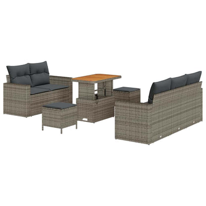 Set Divano da Giardino con cuscino 8 pcs Grigio polyrattan | homemem39